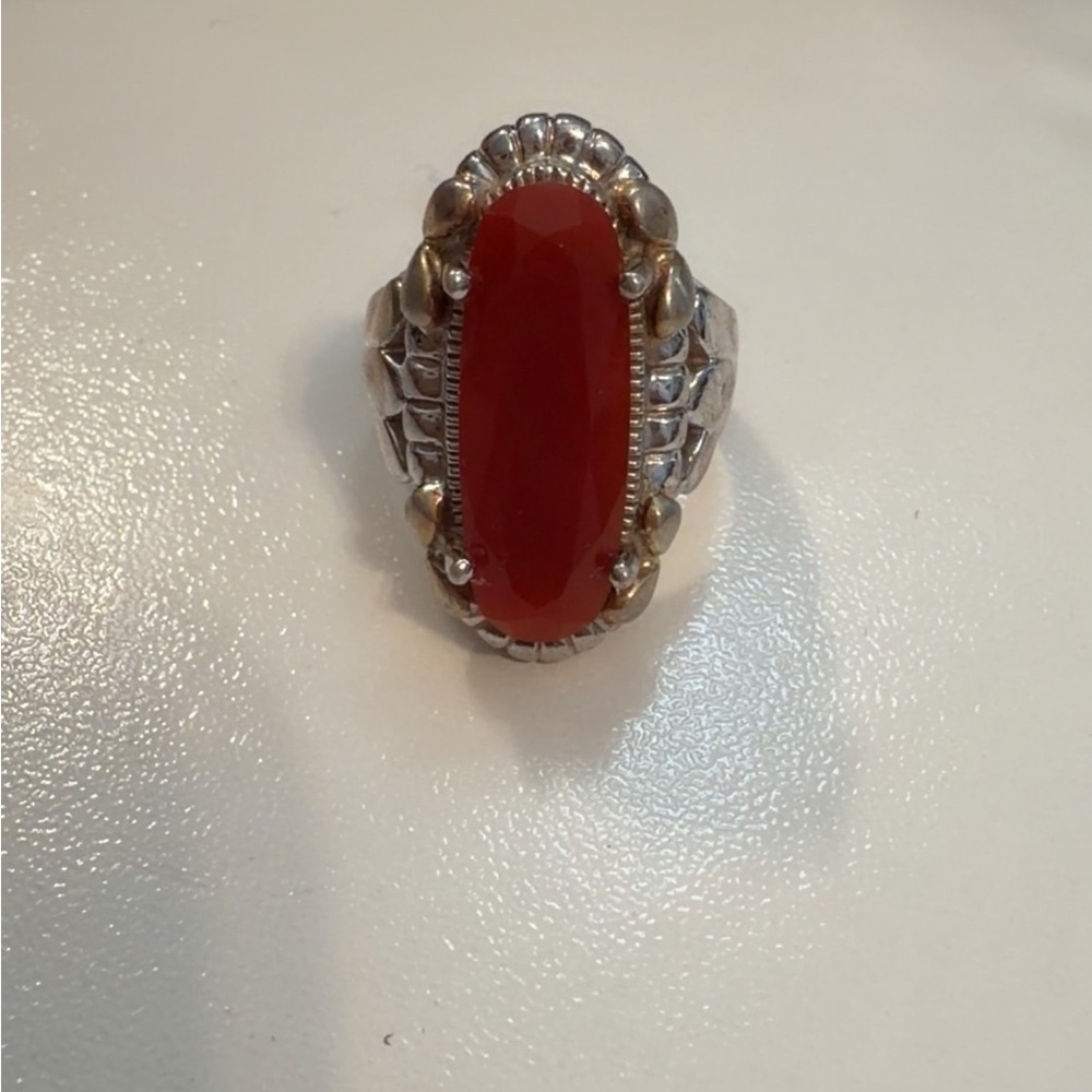 Elegant Silver and Carnelian Stone Ring